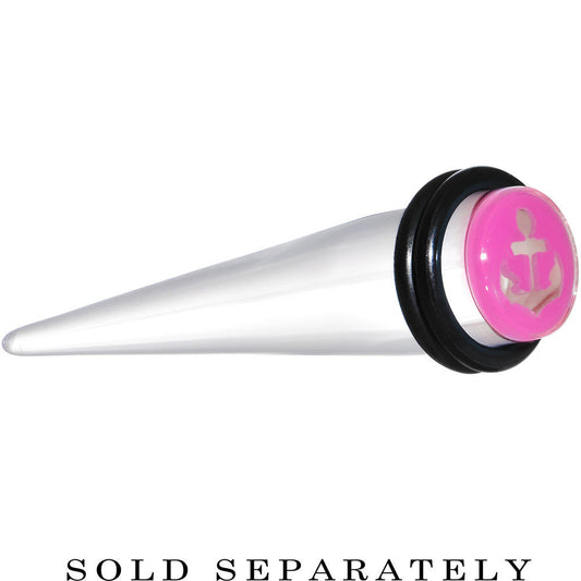 00G Clear Pink Acrylic Set Sail Nautical Anchor Taper