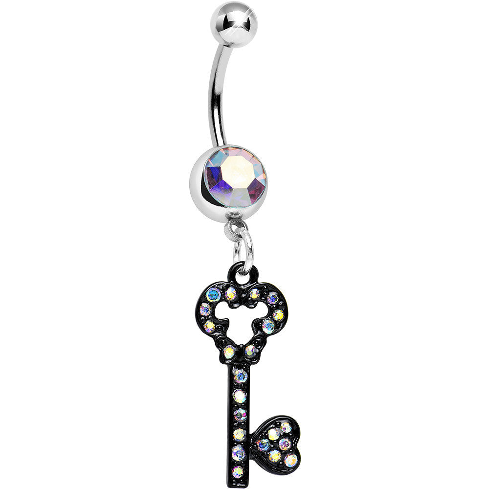 Aurora Gem Eternal Secret Black Key Dangle Belly Ring