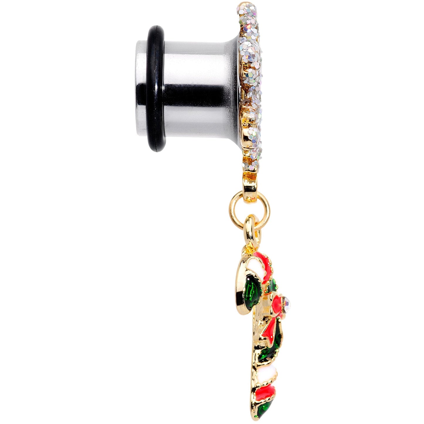 0G Snowflake and Candy Cane Christmas Single Flare Dangle Plug Set