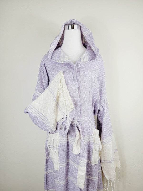 Unisex Robe, Beach or spa Robe with pockets - Lila