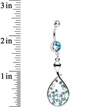 Aqua Cubic Zirconia Bubbling Snake Dangle Belly Ring