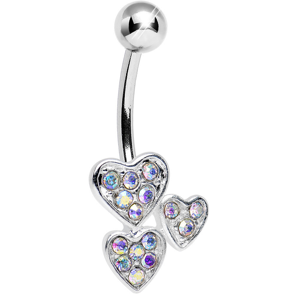 Aurora Gem Trebled Heart Belly Ring