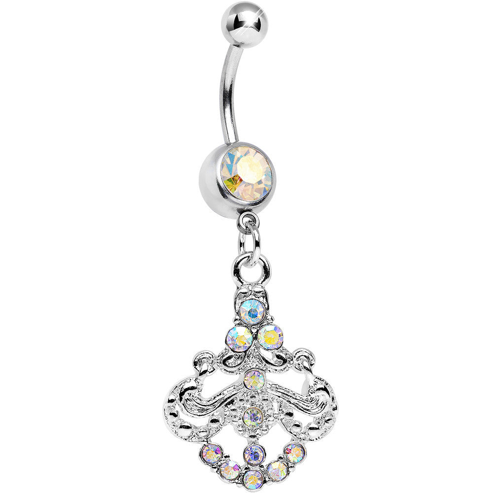Aurora Gem Shimmering Divine Fan Dangle Belly Ring