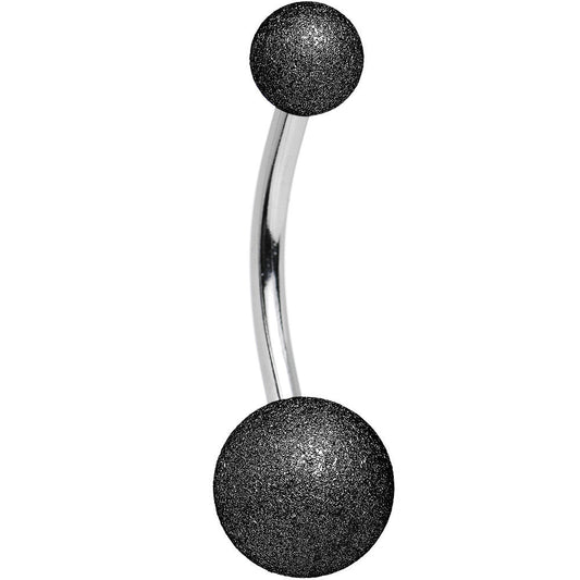 14G 1/2 Black Sandblasted Steel Belly Ring 5mm and 8mm Ball