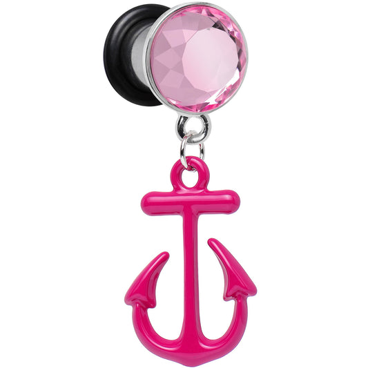 0G Pink Dangling Anchor Steel Plug
