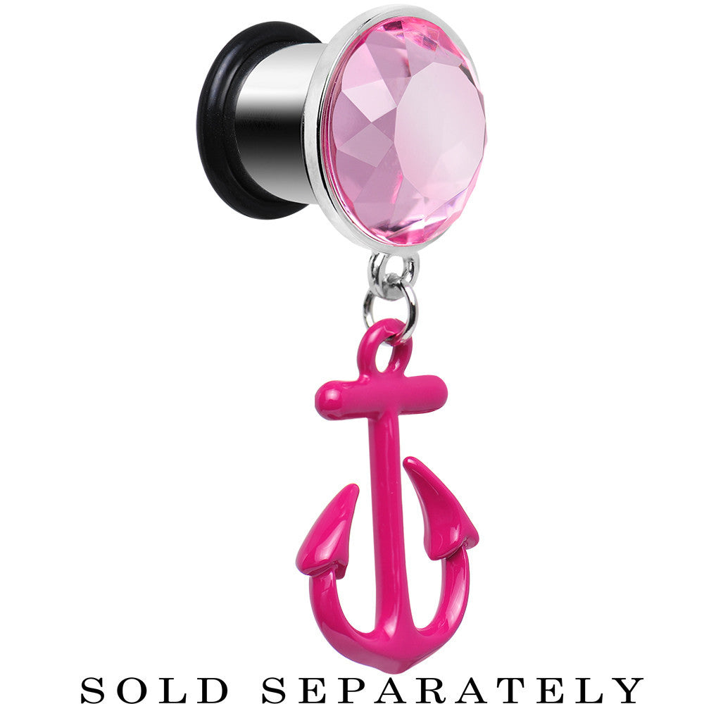00G Pink Dangling Anchor Steel Plug