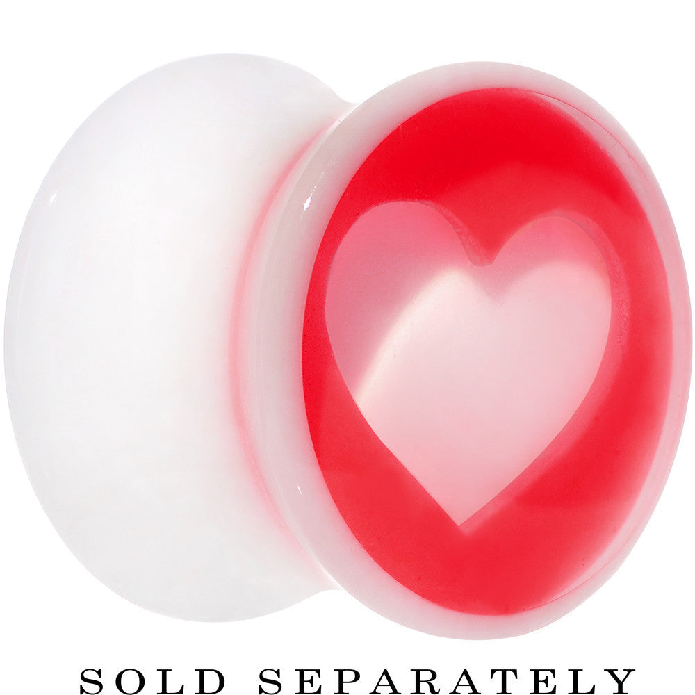 00G White Red Acrylic Adoring Heart Saddle Plug