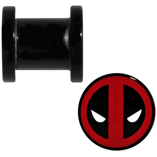 0G Black Acrylic Licensed Deadpool Logo Screw Fit Plug Set