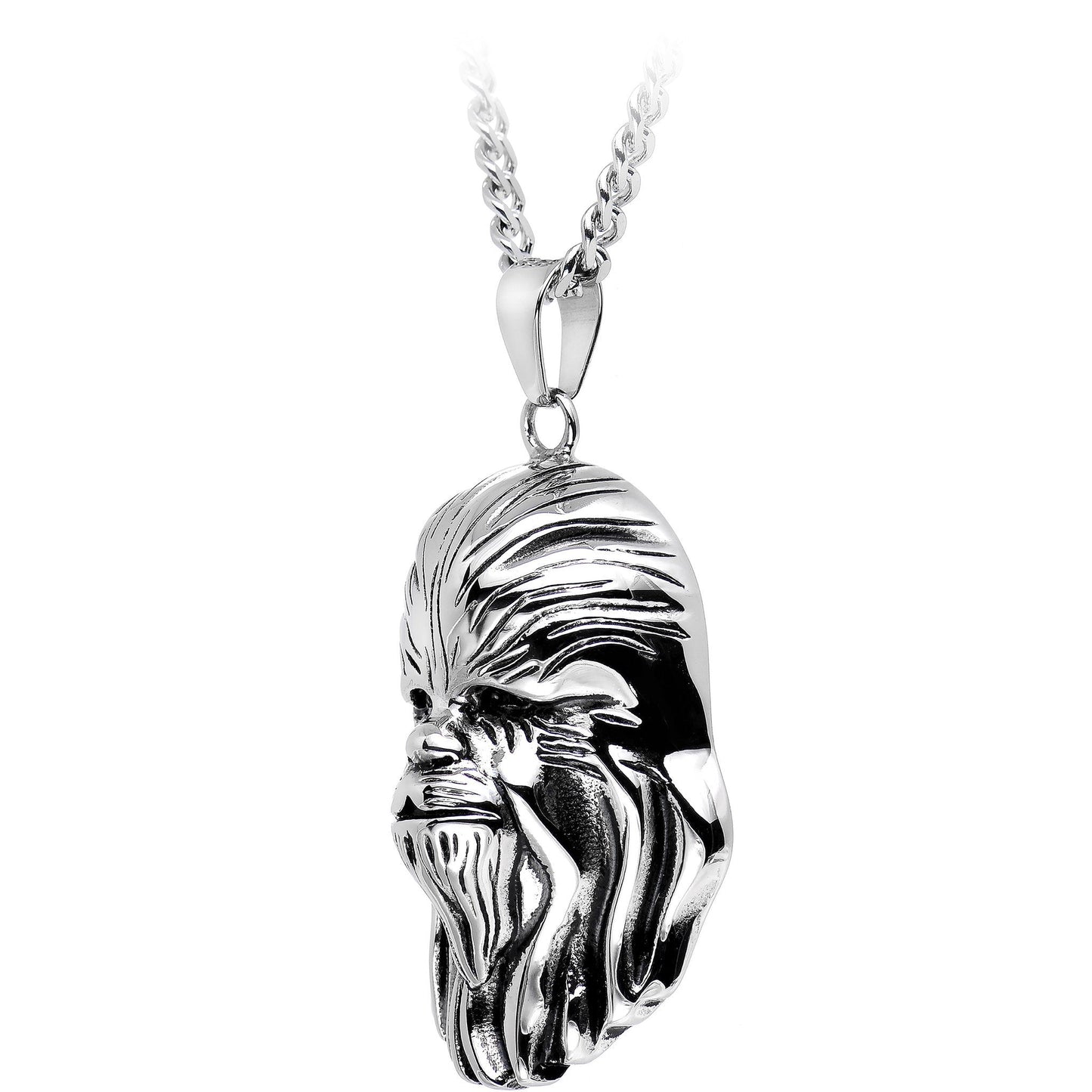 Licensed Steel Star Wars 3D Chewbacca Pendant Necklace