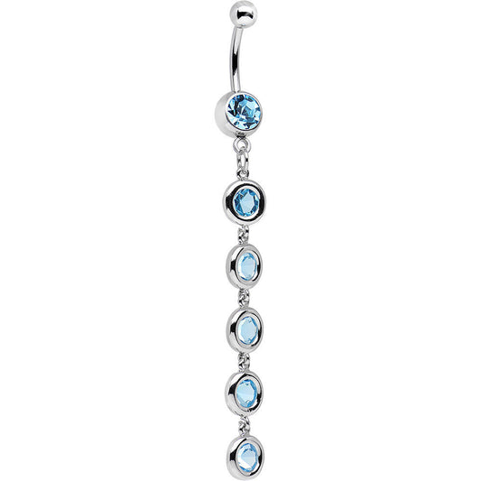 Aqua Gem Skinny Line Drop Dangle Belly Ring