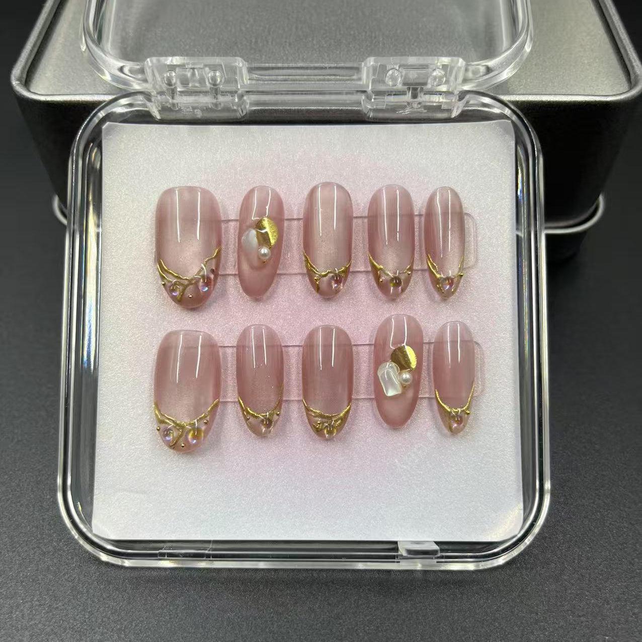 1045- Handmade press on nails fake nails removable Handmade Drawing Nails