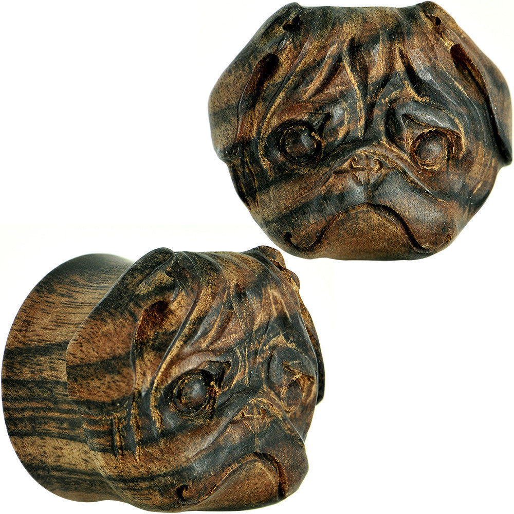 1 inch Organic Areng Wood Pug Hand Carved Plug Set