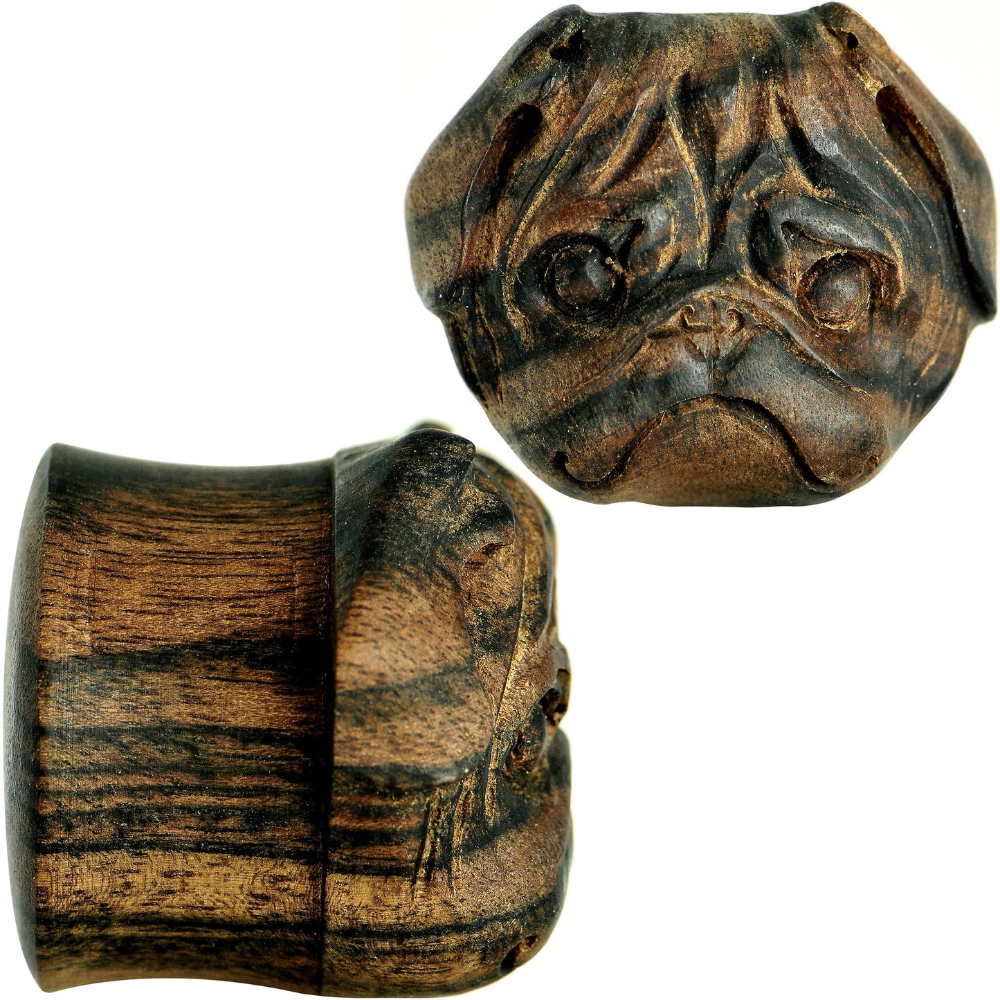 1 inch Organic Areng Wood Pug Hand Carved Plug Set