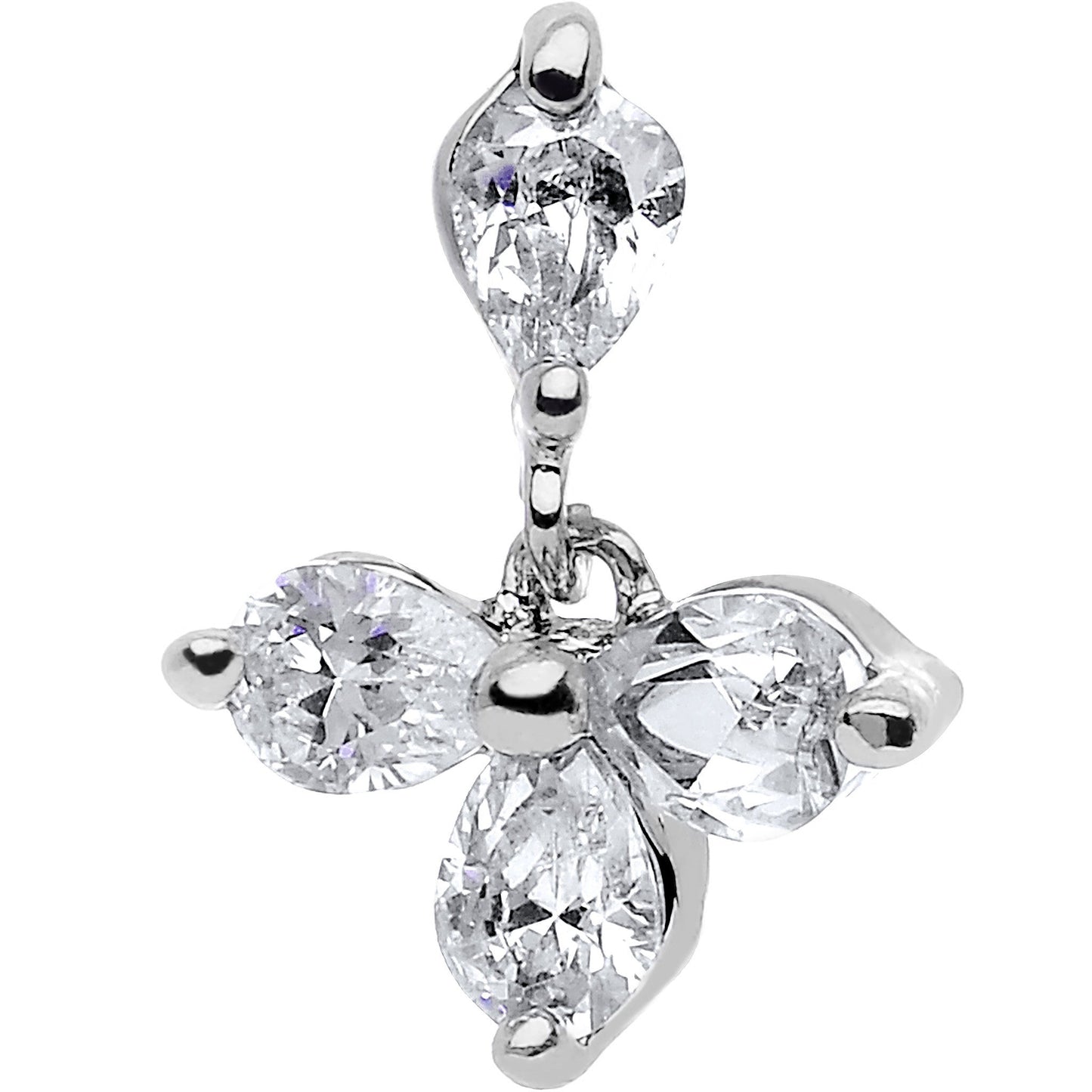 16G 1/4 Clear Cubic Zirconia Dangle Tragus Cartilage Earring