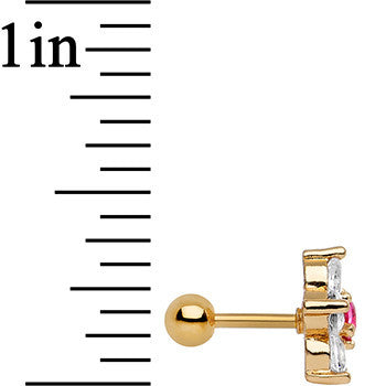 1/4 Gold Anodized Clear Petaled CZ Floral Tragus Cartilage Earring