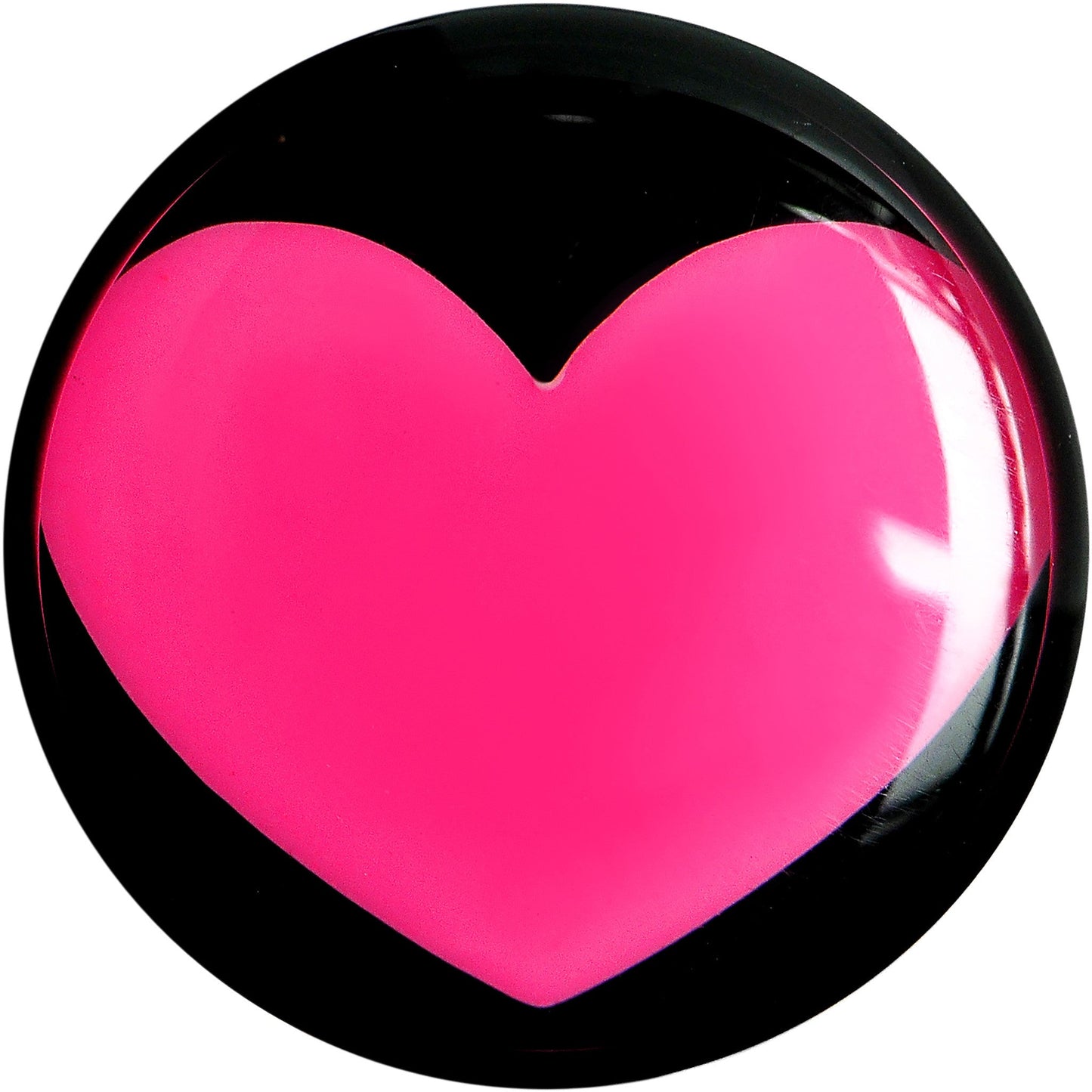 0G Black Acrylic Hot Pink Heart Saddle Plug