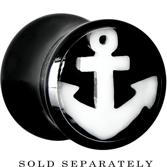 0G Black Acrylic Drop the White Anchor Saddle Plug