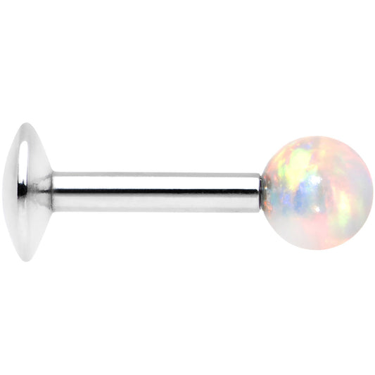 1/4 Steel 3mm Synthetic White Opal Internally Threaded Tragus Earring