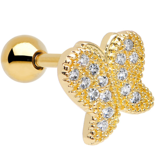 16G Gold Anodized Stainless Steel CZ Butterfly Tragus Earring