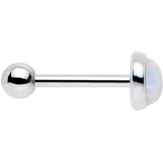 18G 5/16 Steel 5mm Synthetic White Opal Cartilage Earring