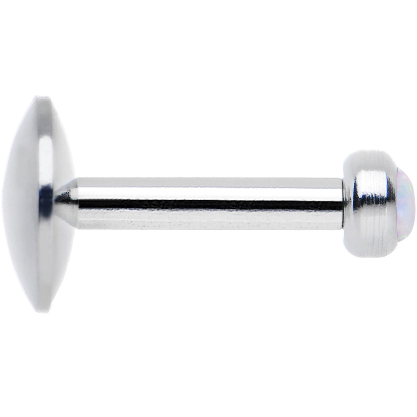 1/4 Steel 2.5mm Synthetic White Opal Internal Thread Tragus Earring