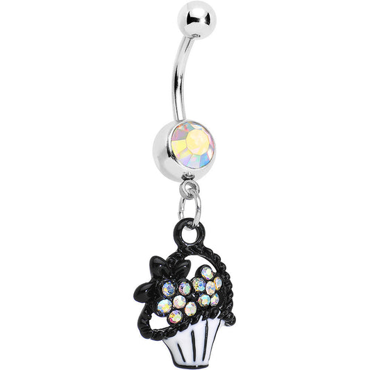 Aurora Czech Stone Basket of Flowers Dangle Belly Ring