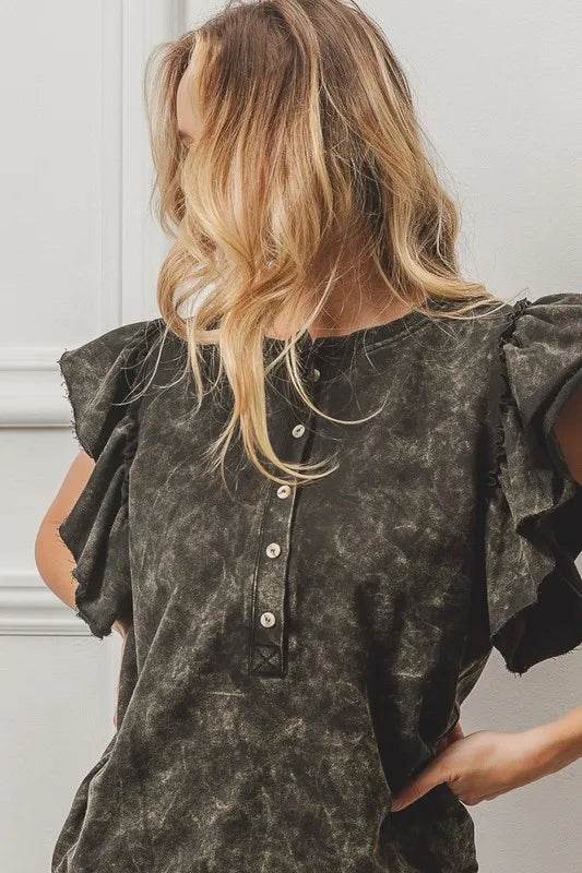 BiBi Mineral Washed Terry Top