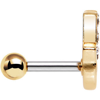 16G 1/4 Clear Gold Anodized Hamsa Hand Tragus Cartilage Earring