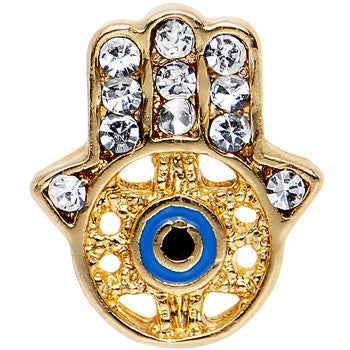 16G 1/4 Clear Gold Anodized Hamsa Hand Tragus Cartilage Earring