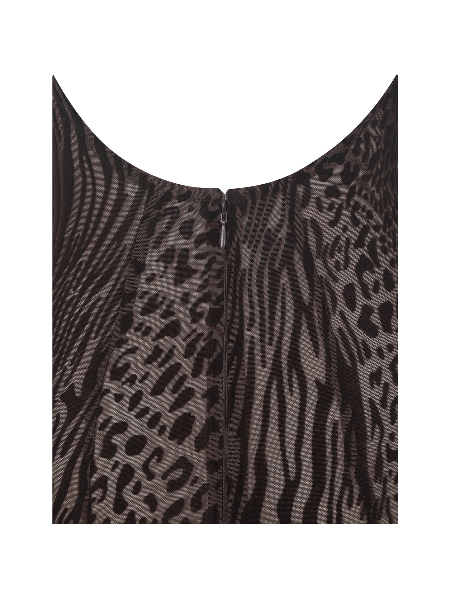 Tyanna Mocha Burnout Velvet Mesh Backless Mermaid Maxi Dress