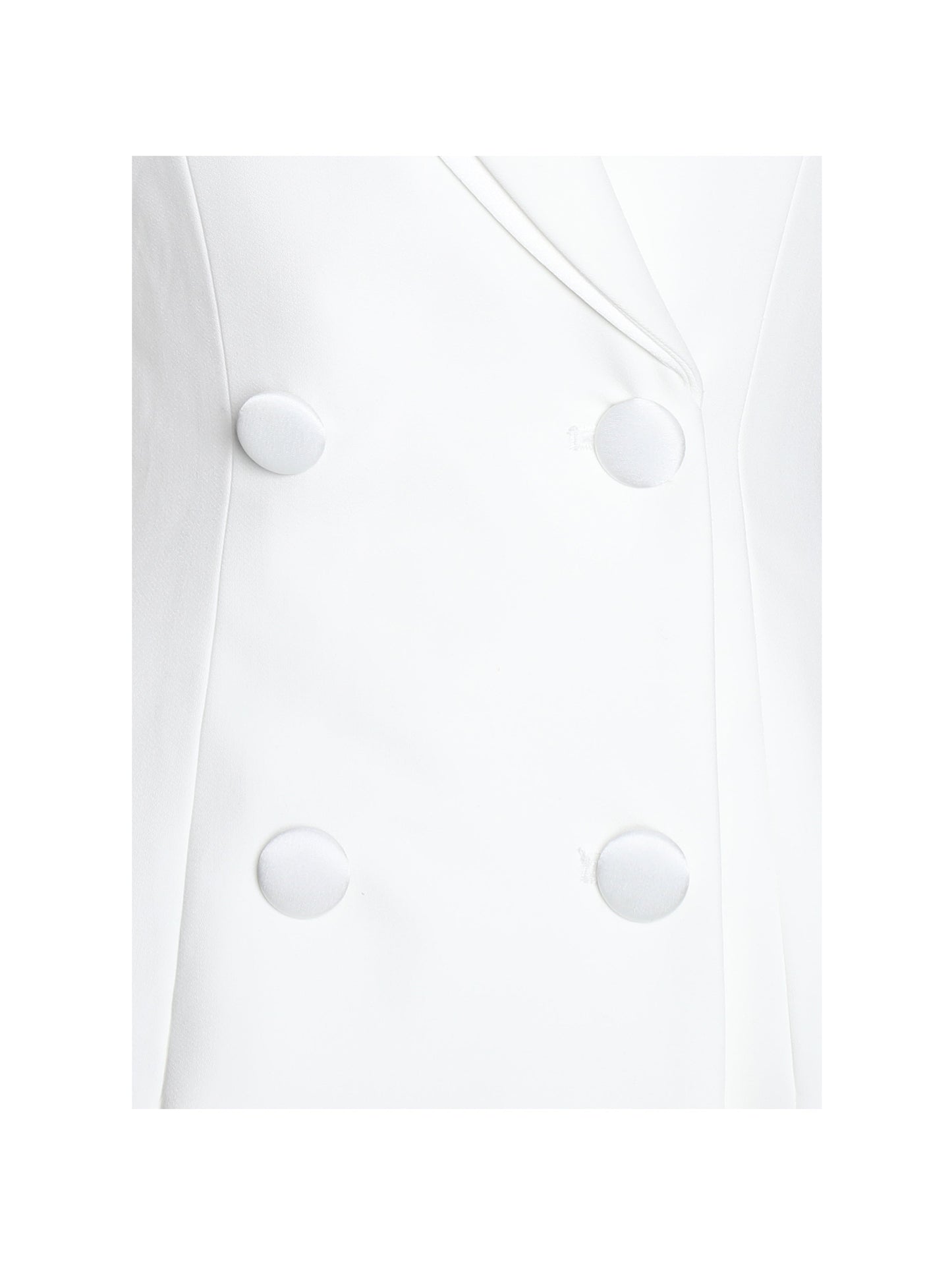 Madelina White Double Breast Satin Trim Blazer Dress