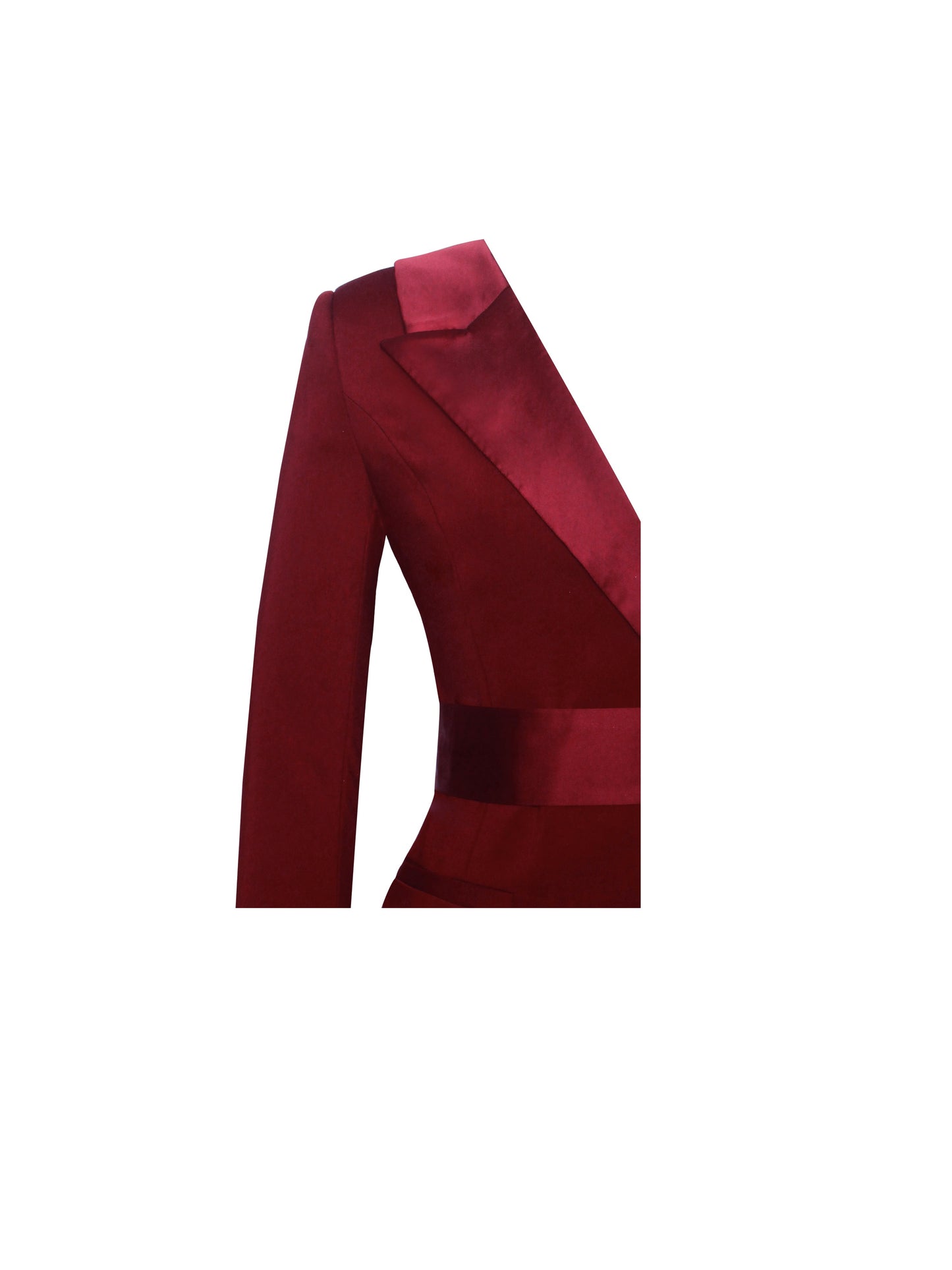 Silver Night Wine Red Sequin Crepe Tuxedo Blazer Dress