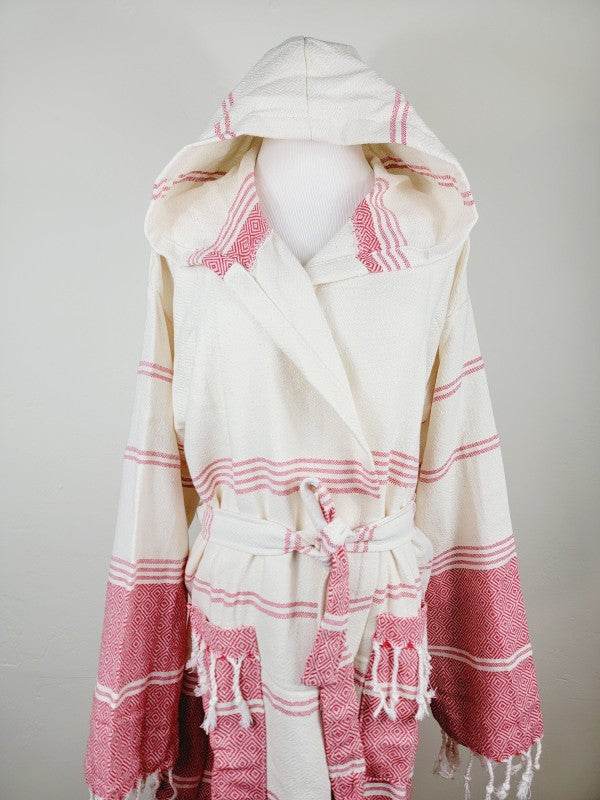 Unisex Robe, Beach or spa Robe with pockets - Red