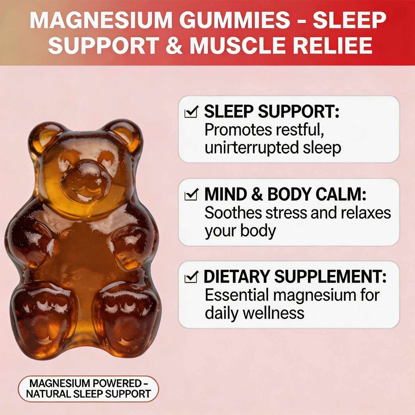 Magnesium Gummies Dietary Supplement With Magnesium Glycinate
