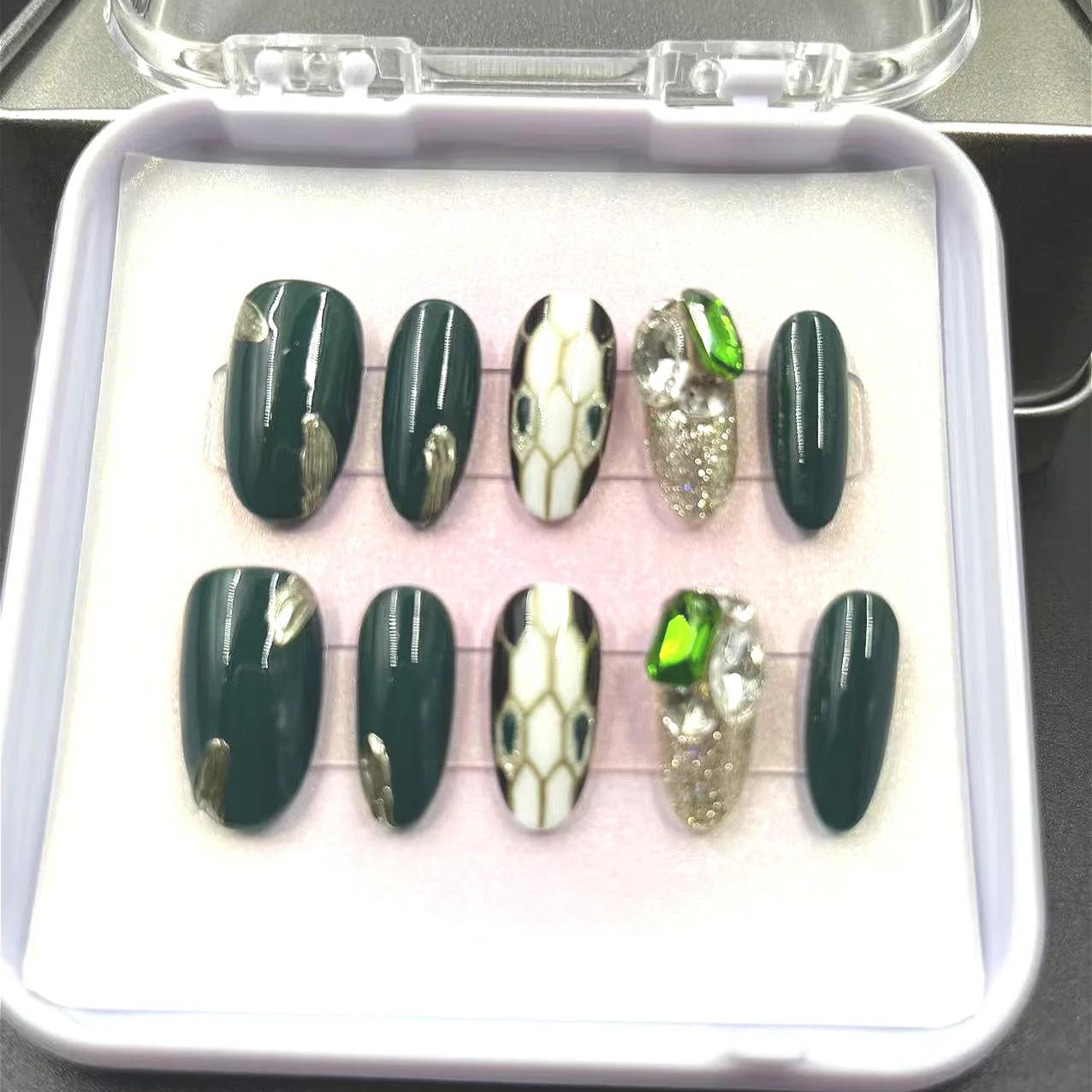 1047- Handmade press on nails fake nails removable Handmade Drawing Nails