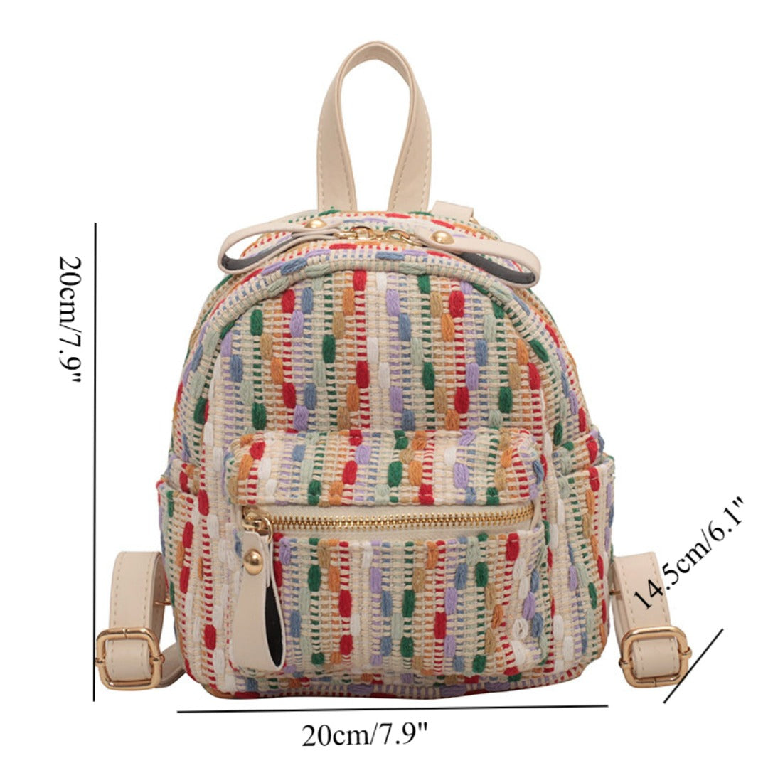 Rainbow Knit Mini Backpack – Stylish Spring and Summer Travel Backpack Purse, Fashionable Mini Backpack for Everyday Use