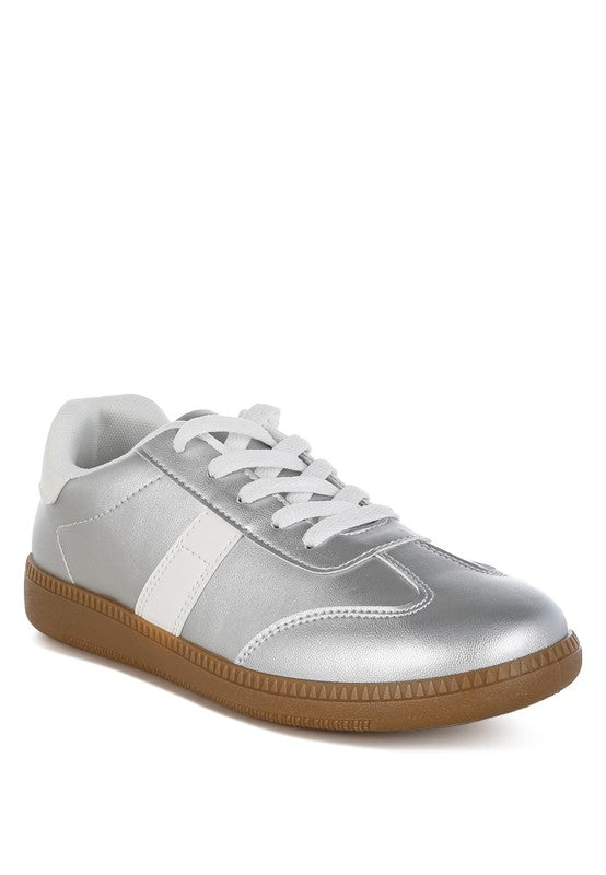Crossover Lace-Up Metallic Sneaker