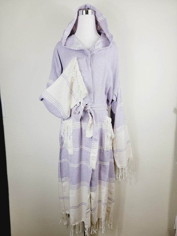 Unisex Robe, Beach or spa Robe with pockets - Lila