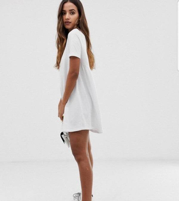 Jersey Dress white with Pockets