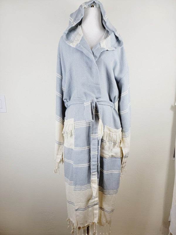 Unisex Robe, Beach or spa Robe with pockets - Sky