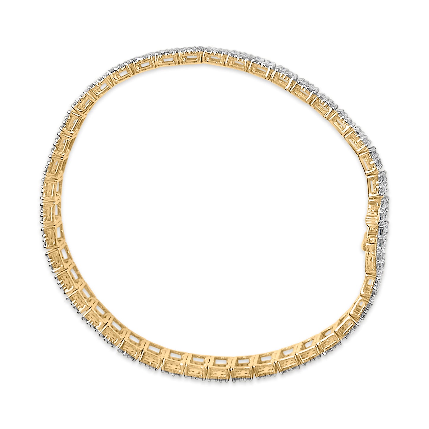IGI Certified 14K Yellow Gold Plated Sterling Silver 10.0 Cttw Faint Brown Diamond 4 Row Tennis Bracelet