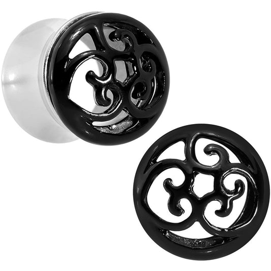 1/2 Steel Black Filigree Duet Heart Saddle Plug Set