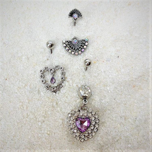 Aurora Gem Japanese Fan Double Mount Belly Ring