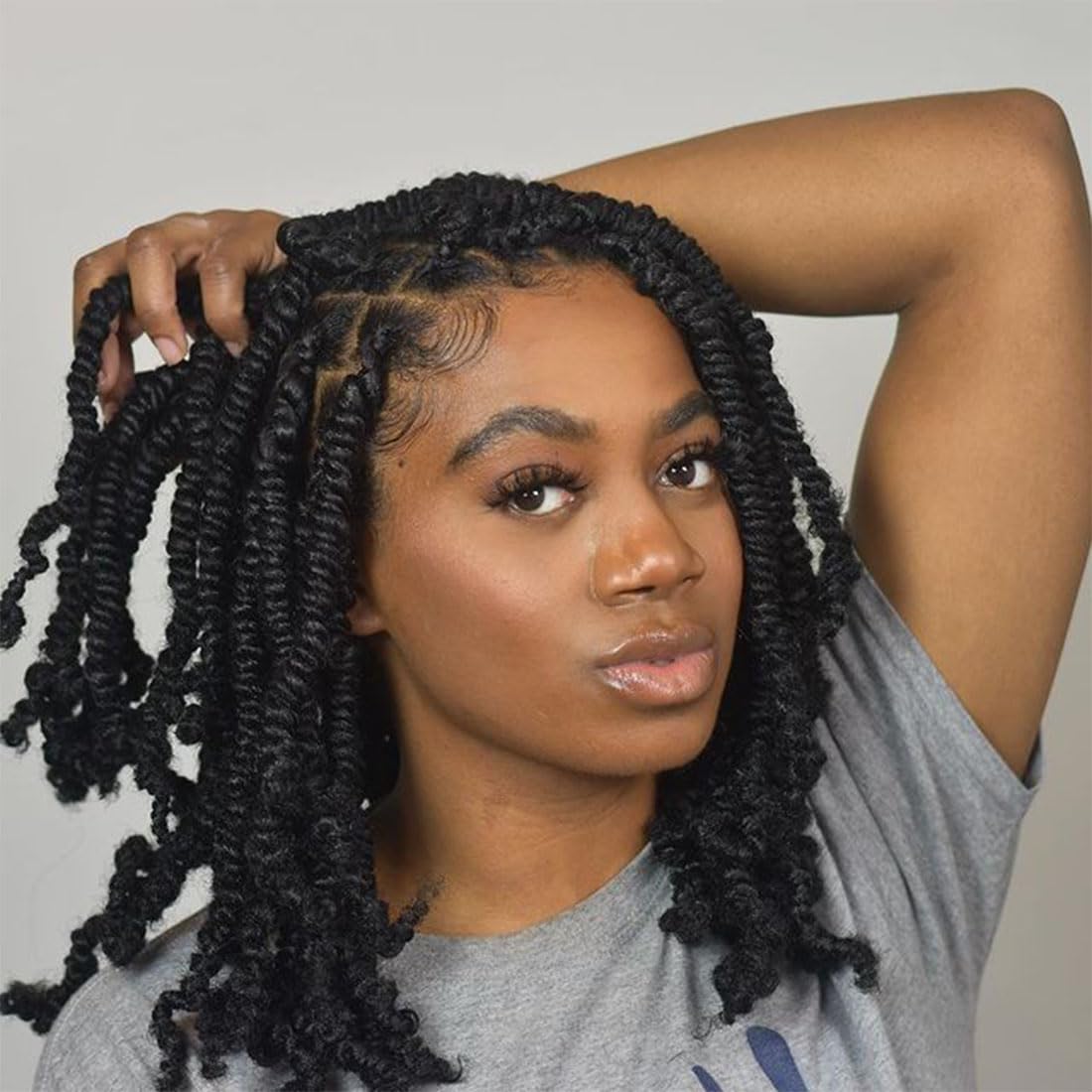 12" Boho Bob Braided Wig | Goddess Knotless Braids | 360 Full Lace | Curly Ends | Baby Hair