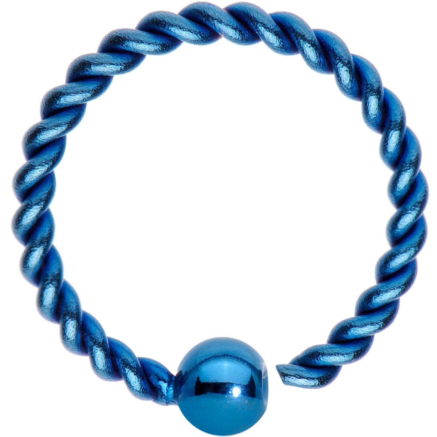 16G 3/8" Light Blue IP So Twisted Captive Style Seamless Ring