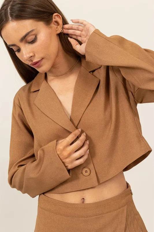 HYFVE Cropped Button-Down Blazer