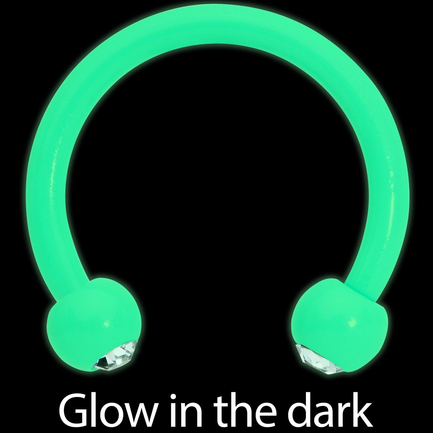 16G Clear Gem Teal Glow in the Dark Horseshoe Circular Barbell