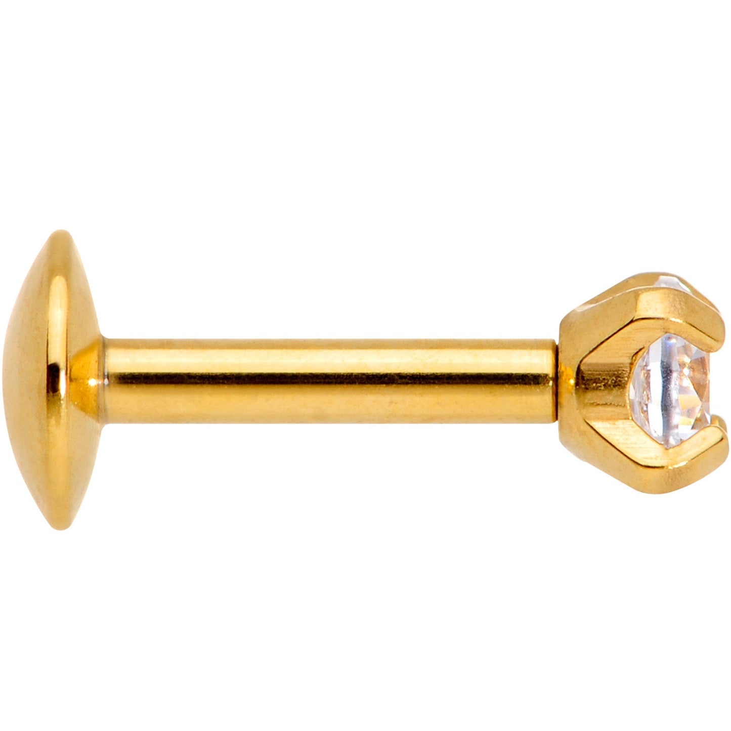 1/4 Clear 3mm Gem Gold IP Internally Threaded Labret Monroe Tragus