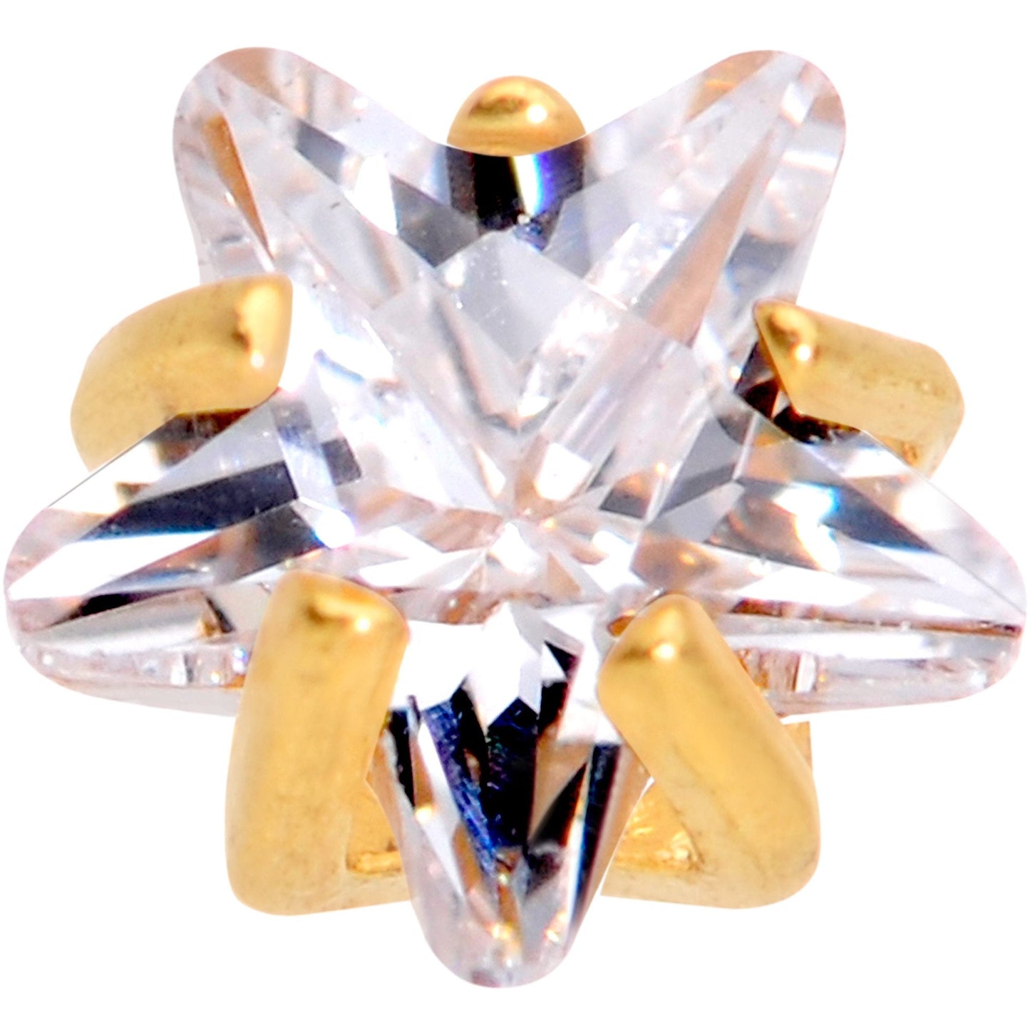 1/4 Clear Star CZ Gem Gold PVD Internally Threaded Labret Monroe