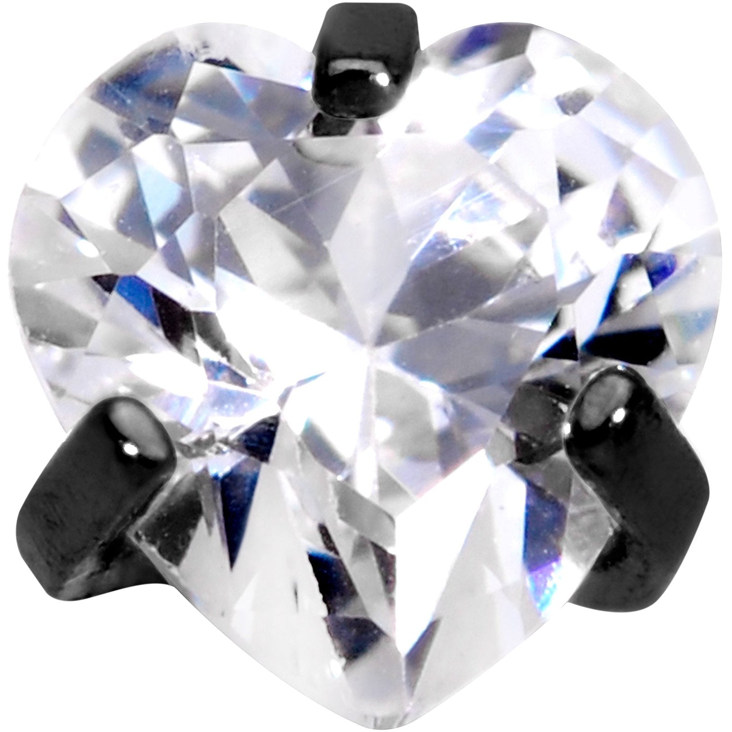 1/4 Clear Heart CZ Black PVD Internally Threaded Labret Monroe